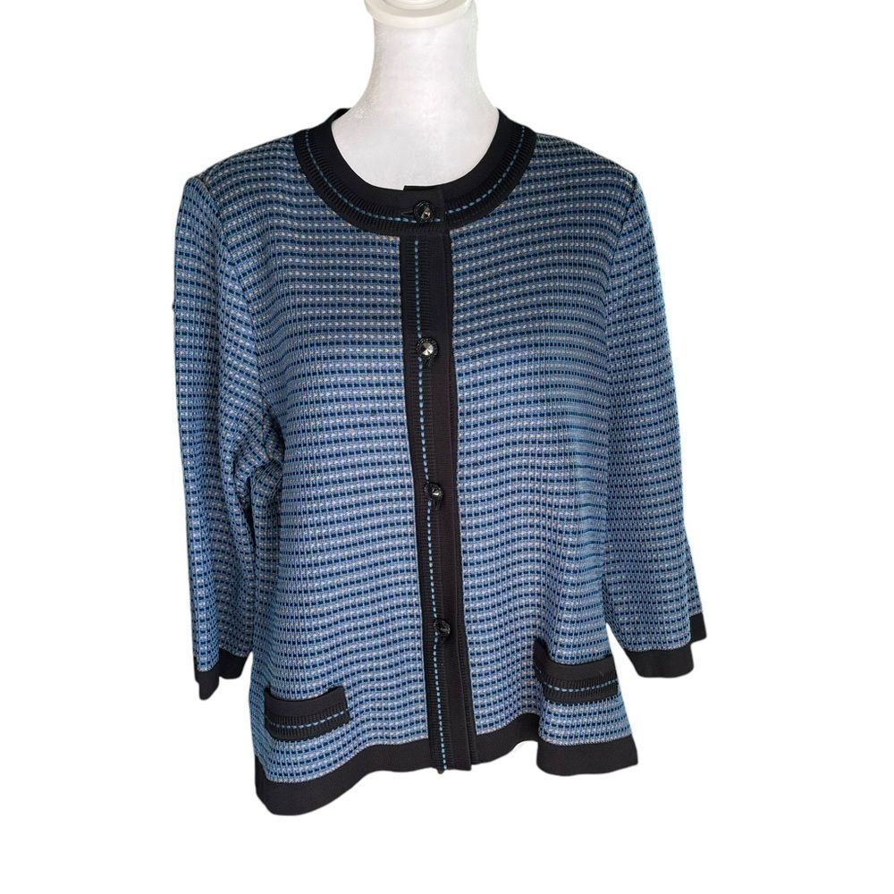 Misook Exclusively - Multi Blue Cardigan Sweater Sz L